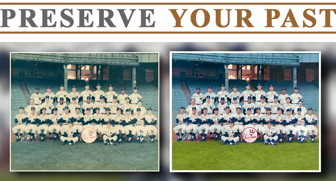 Professional restoration of a faded 1963 New York Yankees team photograph signed by every player. Learn how digital restoration preserved this treasured piece of baseball history.