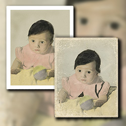 Retouching and restoring a photograph scribbled and stained with magic markers